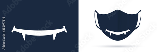 Mouth with canines protective mask design template.