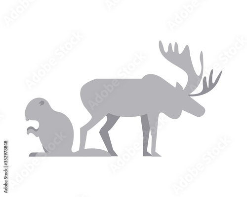 reindeer and beaver animals silhouettes