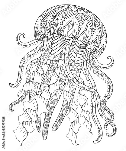 Antistress coloring Medusa in Zen style.