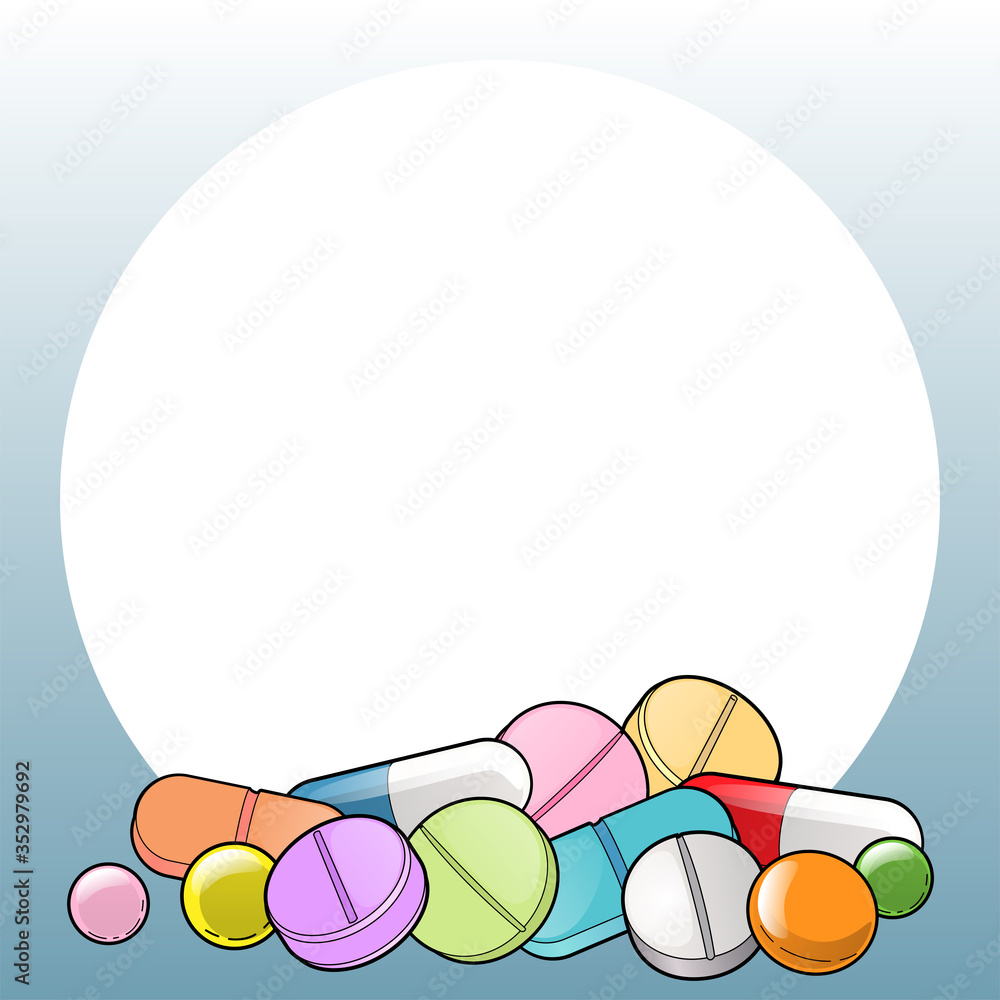 White round background for your text with medicines White round background for your text with medicines