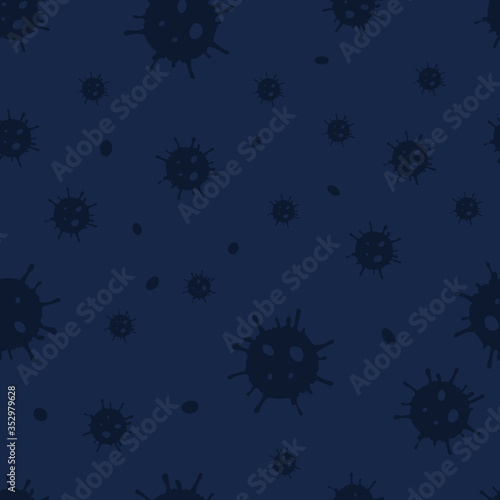 Different Kinds of Corona Viruses. Bacteria Biology Organisms Seamless Pattern. Virus Infection Coronavirus Epidemic Sick. Medical Genetics Bacteriological Microorganism. Flat Vector red Illustration