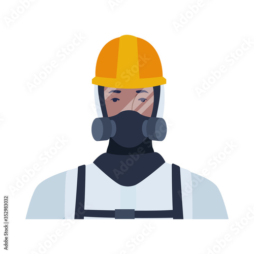 worker wearing biosafety suit white