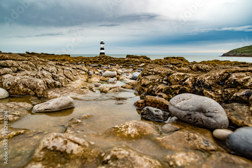 Rocky empty beach in Wales photo