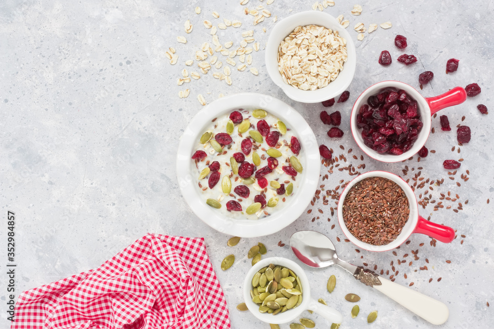 Oatmeal porridge with ingredients Oatmeal porridge with ingredients