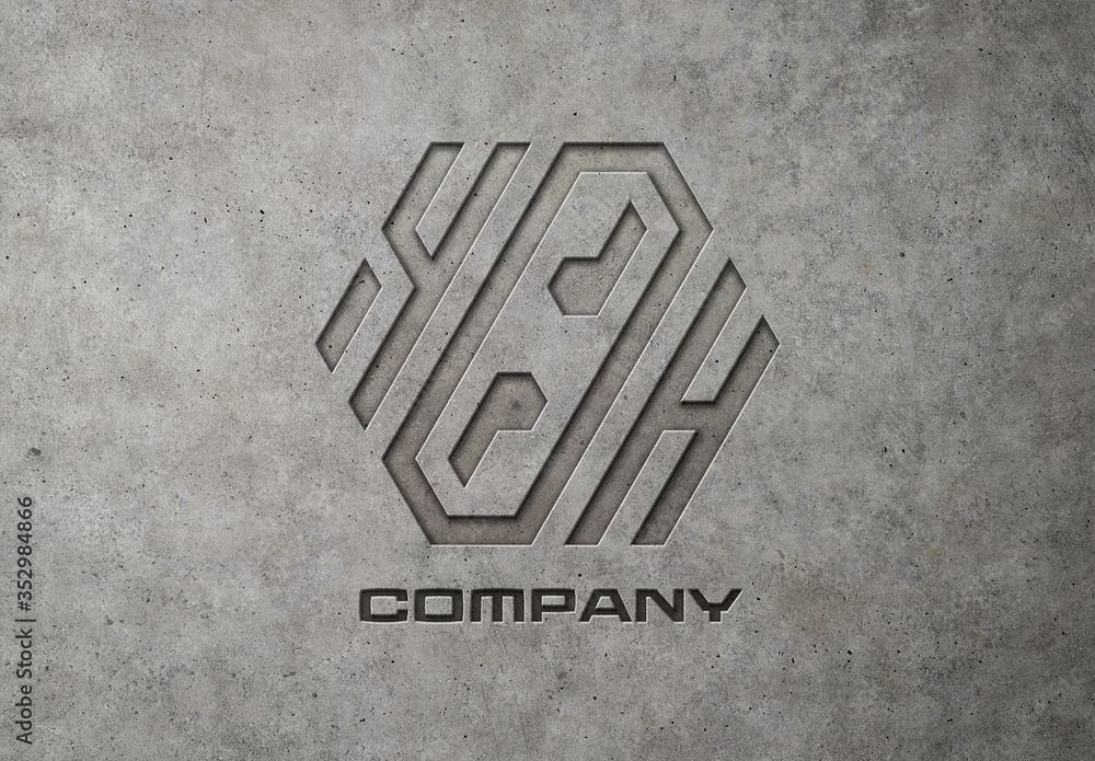 Engraved Logo Mockup on Concrete Stock Template Adobe Stock