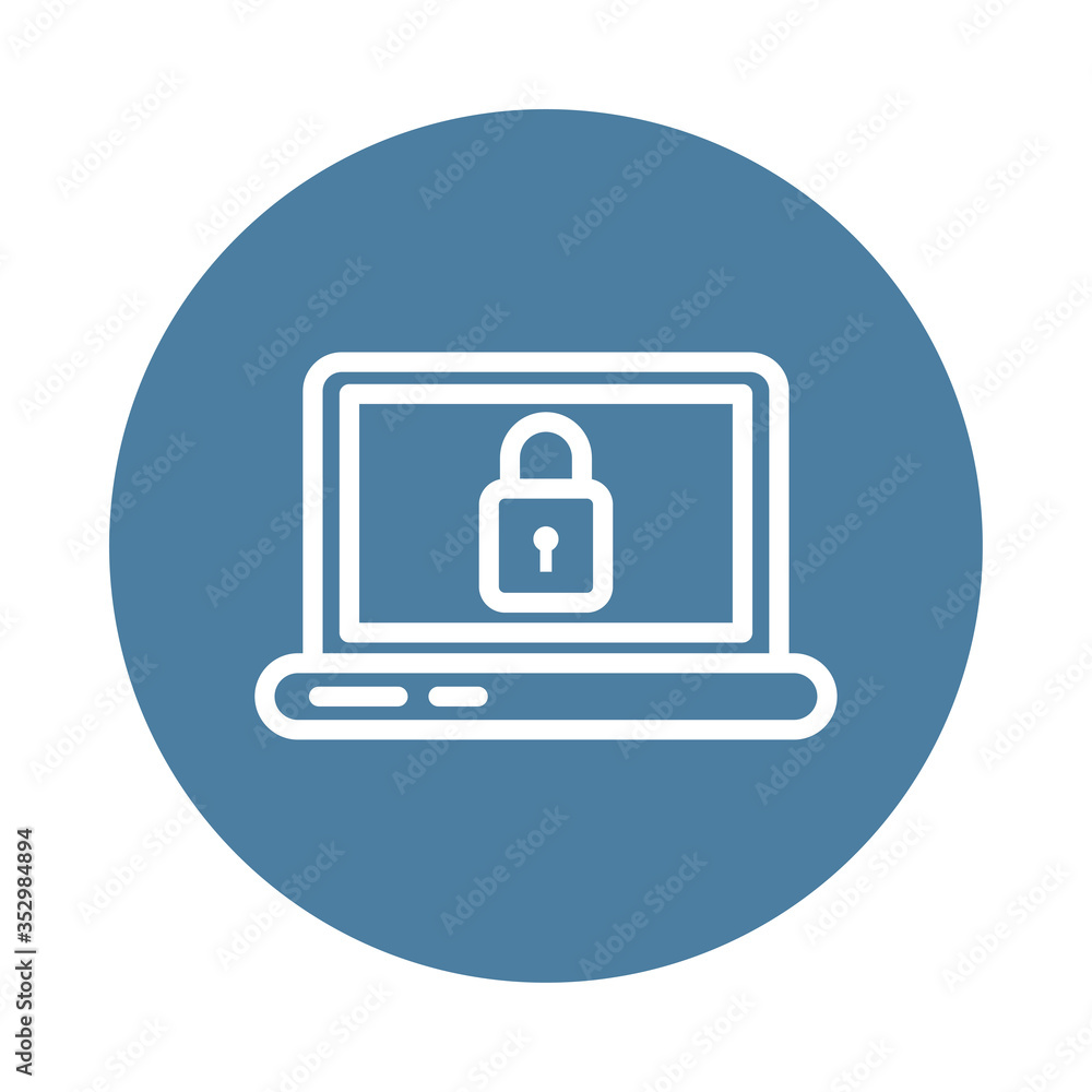 laptop with padlock line style laptop with padlock line style