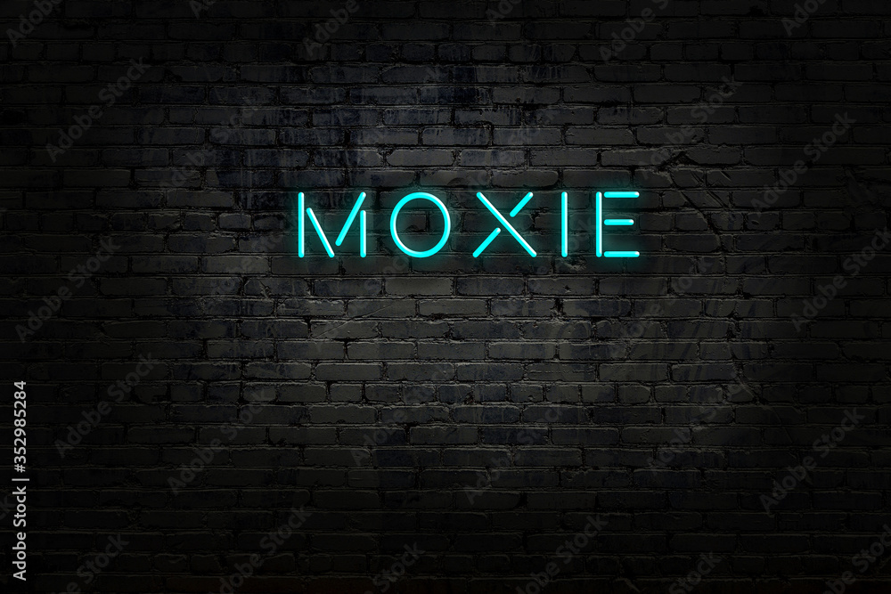 Ταπετσαρία Neon sign with inscription moxie against brick wall