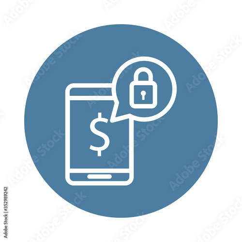 smartphone with dollar symbol and padlock line style
