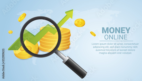 Monetary profit and growing graph up. Financial graph that increases on mobile online. The growth of the money pile and the graph up green.
Economic growth, income from investments