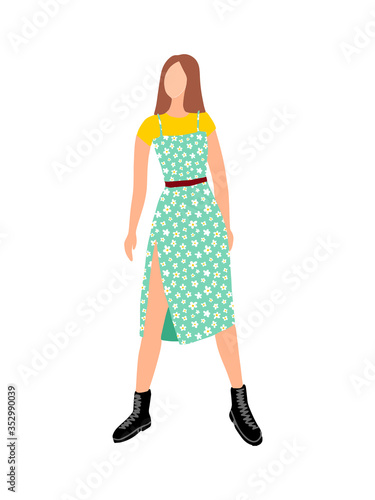 Fashion student girl in everyday trendy outfit