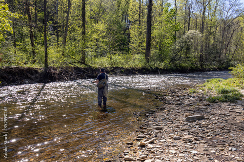 man fishing in stream