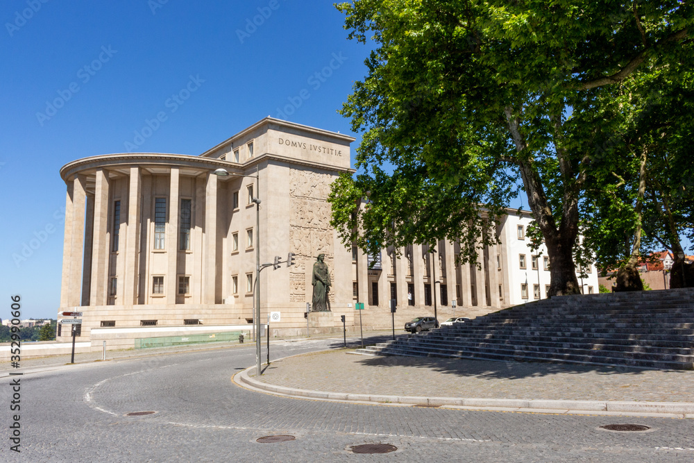 The Court of Appel (Tribunal da Relação) building in Porto, Portugal. A statue of Lady Justice (Justicia, Justitia) at the front.