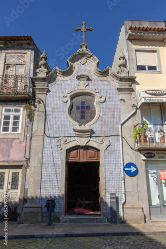 The Chapel of Nossa Senhora de Fátima, near the Fãozense Club. It is a small baroque temple from mid-18th century (once dedicated to Nossa Senhora da Lapa), Fao, Esposende, Portugal.