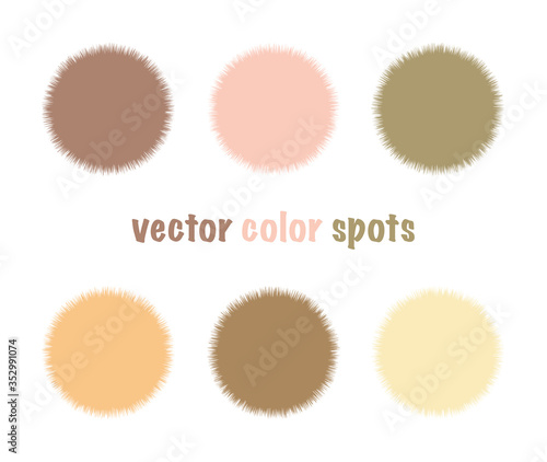 Set of color editable fur spots. Nude pastel circles background. Gentle beige abstract shapes for your design
