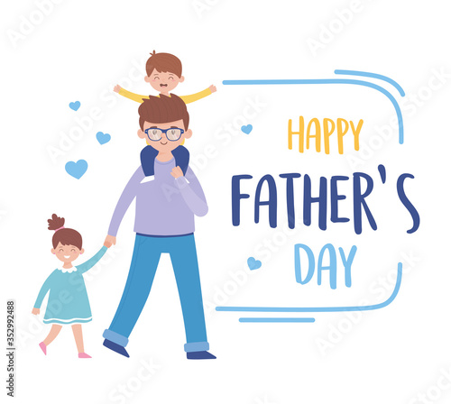 Father son and daughter on fathers day vector design