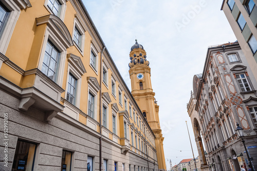 Munich, Germany - May 27th, 2019: A Catholic church in Munich, southern Germany.