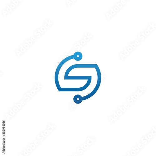 initial s with tech logo design icon template