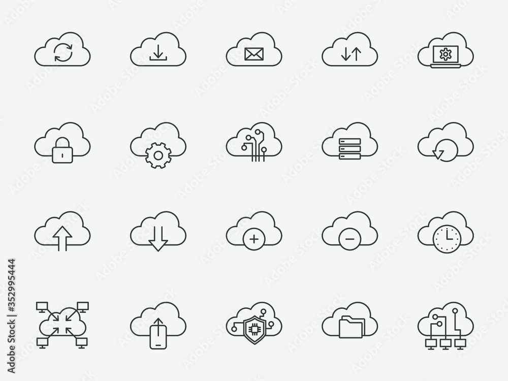 Cloud storage icon set for applications or web sites Cloud storage icon set for applications or web sites