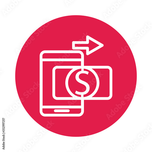 smartphone with bill dollar and arrow line style