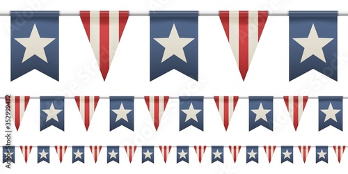 Set of patriotic bunting flags. U.S. Flag Garland.