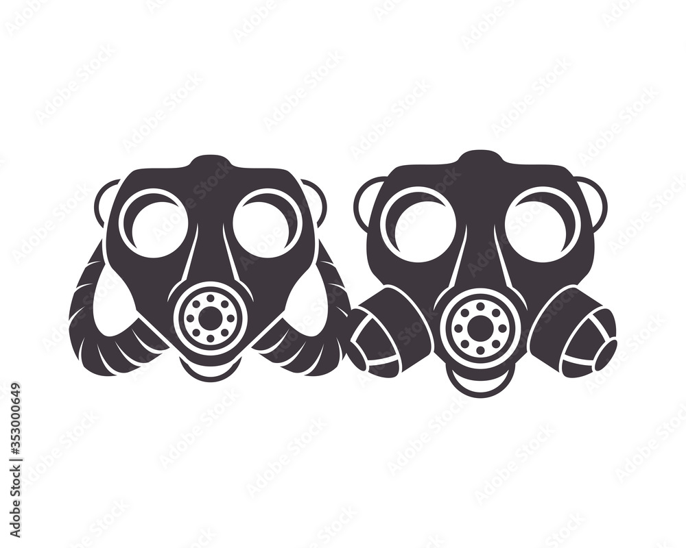 pair of biosafety gas masks icon