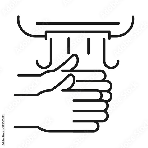 Hands under dryer line style icon vector design