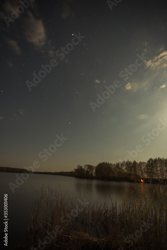 landscape. moonlight night on a pond in the Russian Federation