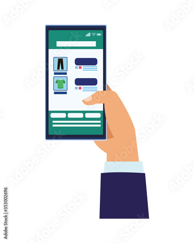 hand using smartphone for ecommerce