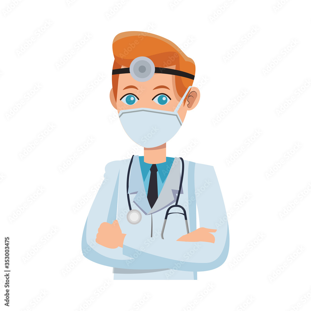 male doctor using medical mask