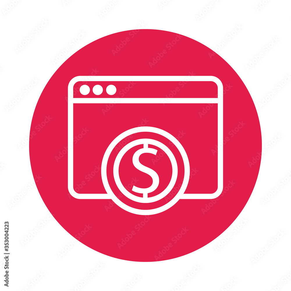 webpage with coin dollar line style icon webpage with coin dollar line style icon