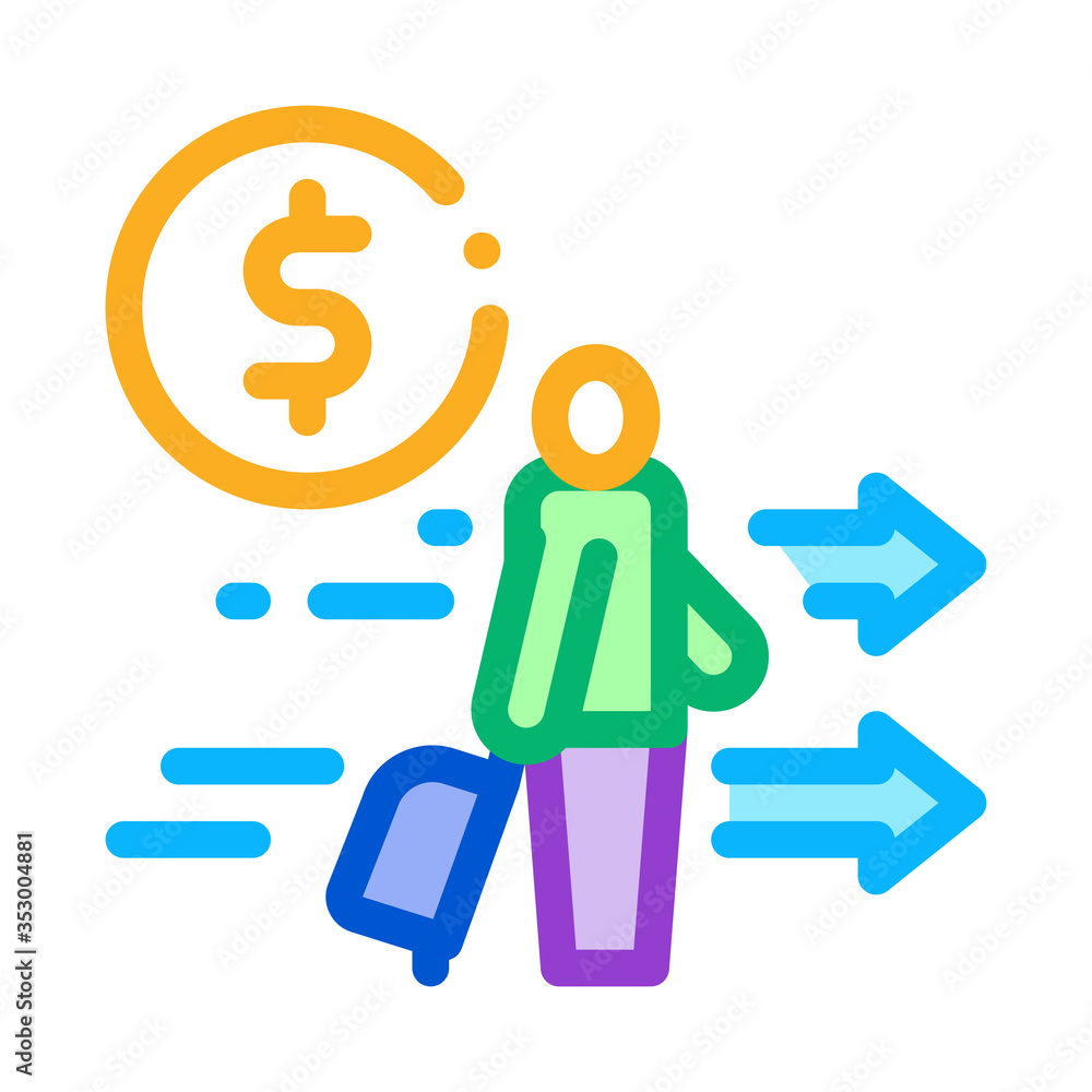 man with suitcase with money icon vector. man with suitcase with money sign. isolated contour symbol illustration man with suitcase with money icon vector. man with suitcase with money sign. isolated contour symbol illustration