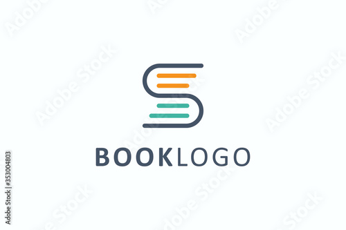 Book Logo Education Symbol. Geometric Linear Rounded Style Initial Letter S isolated on White Background. Flat Vector Logo Design Template Element.
