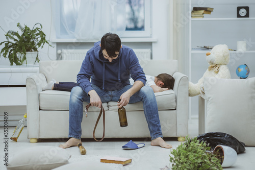 Father came home after work and saw a mess.