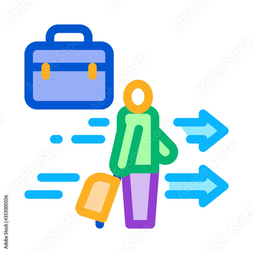 man with business suitcase icon vector. man with business suitcase sign. isolated contour symbol illustration