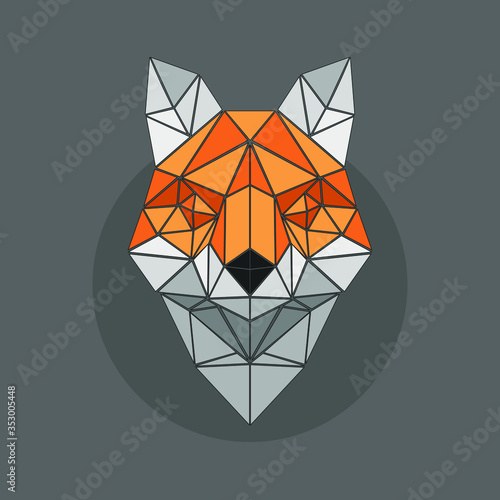 geometric symmetrical Fox head made of paper triangles
