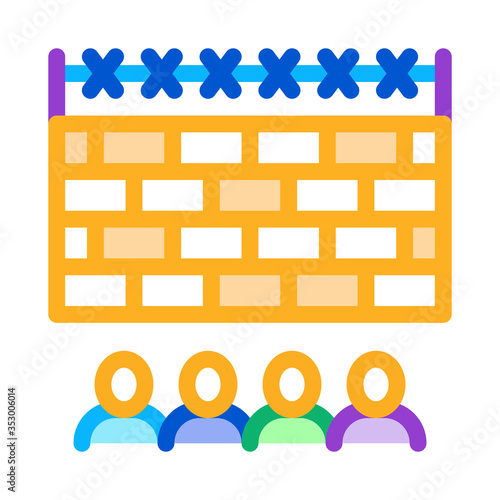 banned people behind fence icon vector. banned people behind fence sign. isolated contour symbol illustration