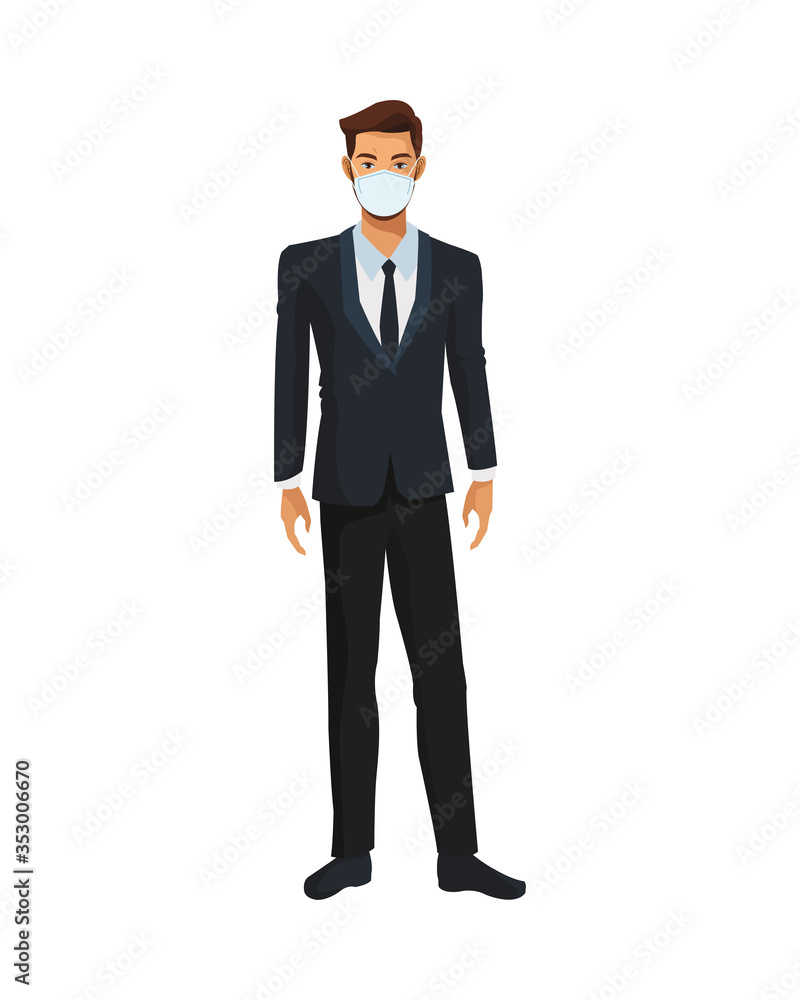 elegant businessman wearing medical mask elegant businessman wearing medical mask
