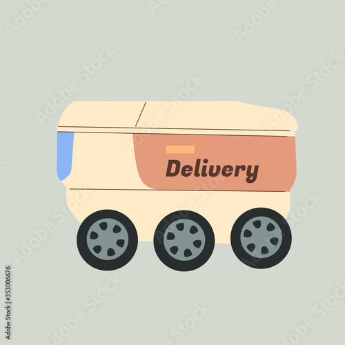 robot for delivering products from an online store. Modern contactless methods of delivery. Flat vector illustration.
