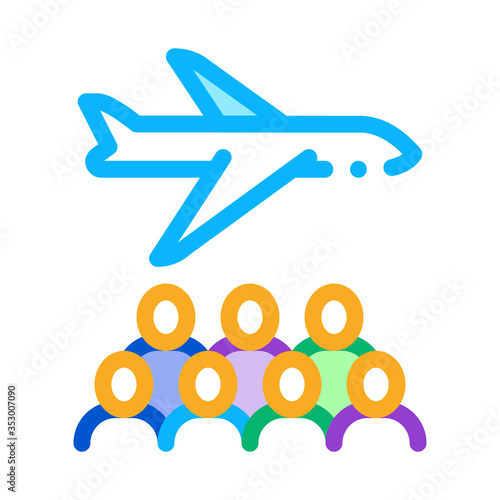 aircraft passengers icon vector. aircraft passengers sign. isolated contour symbol illustration