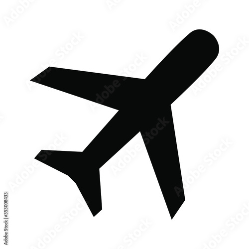 Plane icon isolated on white background. Aeroplane vector icon. Flight transport symbol. Travel element illustration. Holiday symbol. Airplane