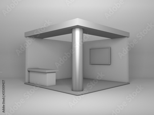 3d mock up render blank exhibition stand 