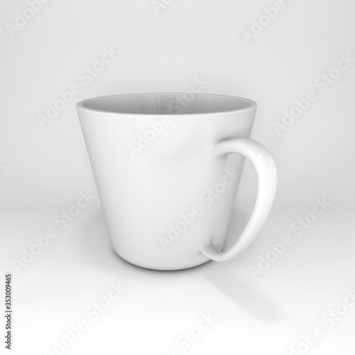 3d mock up render of cup for coffee or tea from back side view
