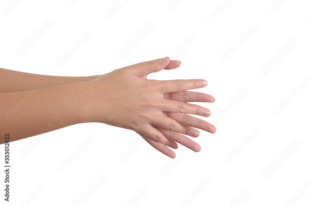 washing hands isolated on white background
