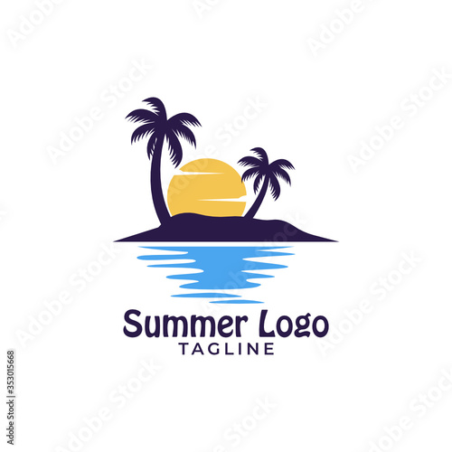 Wallpaper Mural Simple minimalist warm sunset beach summer logo design template vector Torontodigital.ca