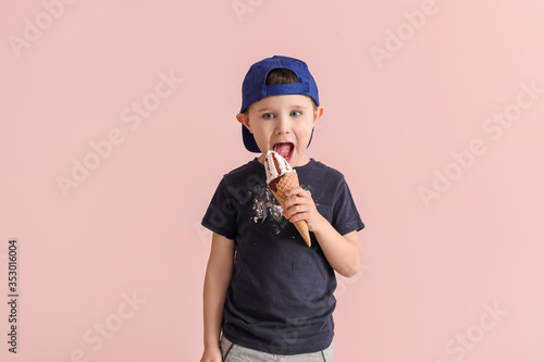 Little boy in dirty clothes...