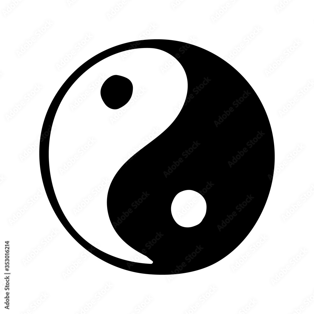 Single hand drawn element ying yang symbol for greeting cards, posters, stickers and meditation design. Isolated on white background. Doodle vector illustration. Single hand drawn element ying yang symbol for greeting cards, posters, stickers and meditation design. Isolated on white background. Doodle vector illustration.