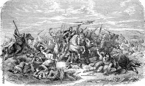 Battle of Hastings, vintage illustration. photo