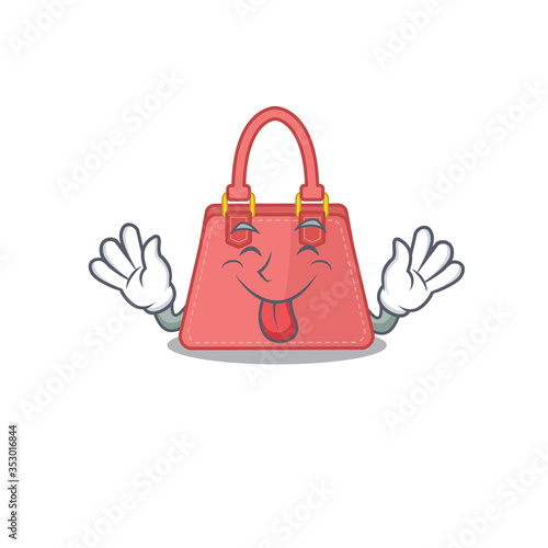 Funny women handbag cartoon design with tongue out face