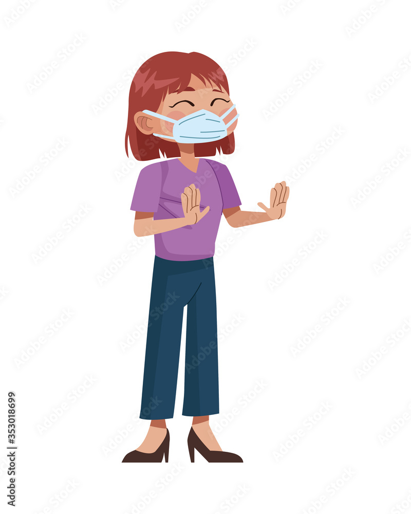 young woman using medical mask