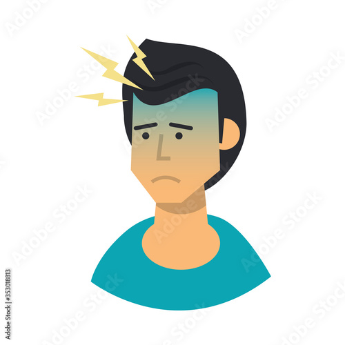 man sick with headache character